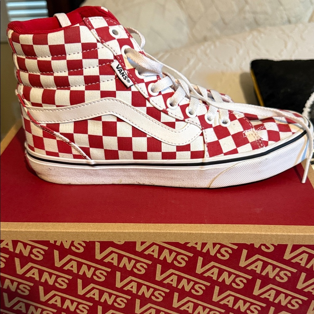 Vans Red and White Checkered High-Tops